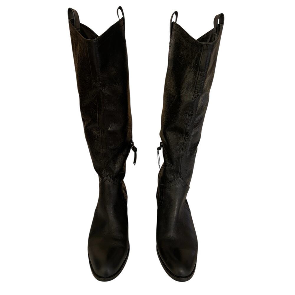 Louise et Cie Women’s Black Knee High Leather Riding Boots Gold Logo Size 8 - Picture 11 of 15